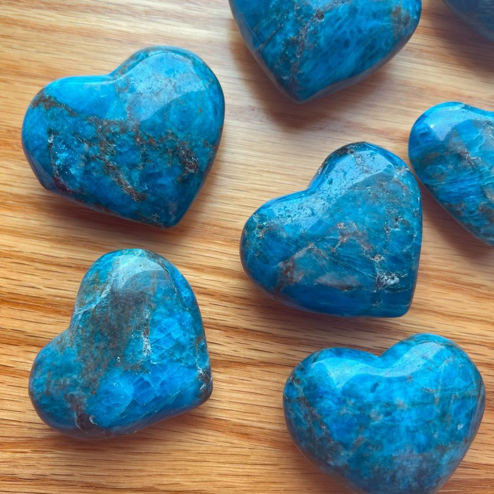 Blue Apatite Heart crystal gemmy palm stone